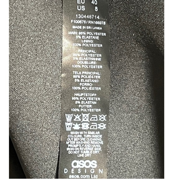 ASOS DESIGN Black High Low Strapless Plunge V-Neck Scuba Midi Dress US 8 F100676 - Picture 7 of 7